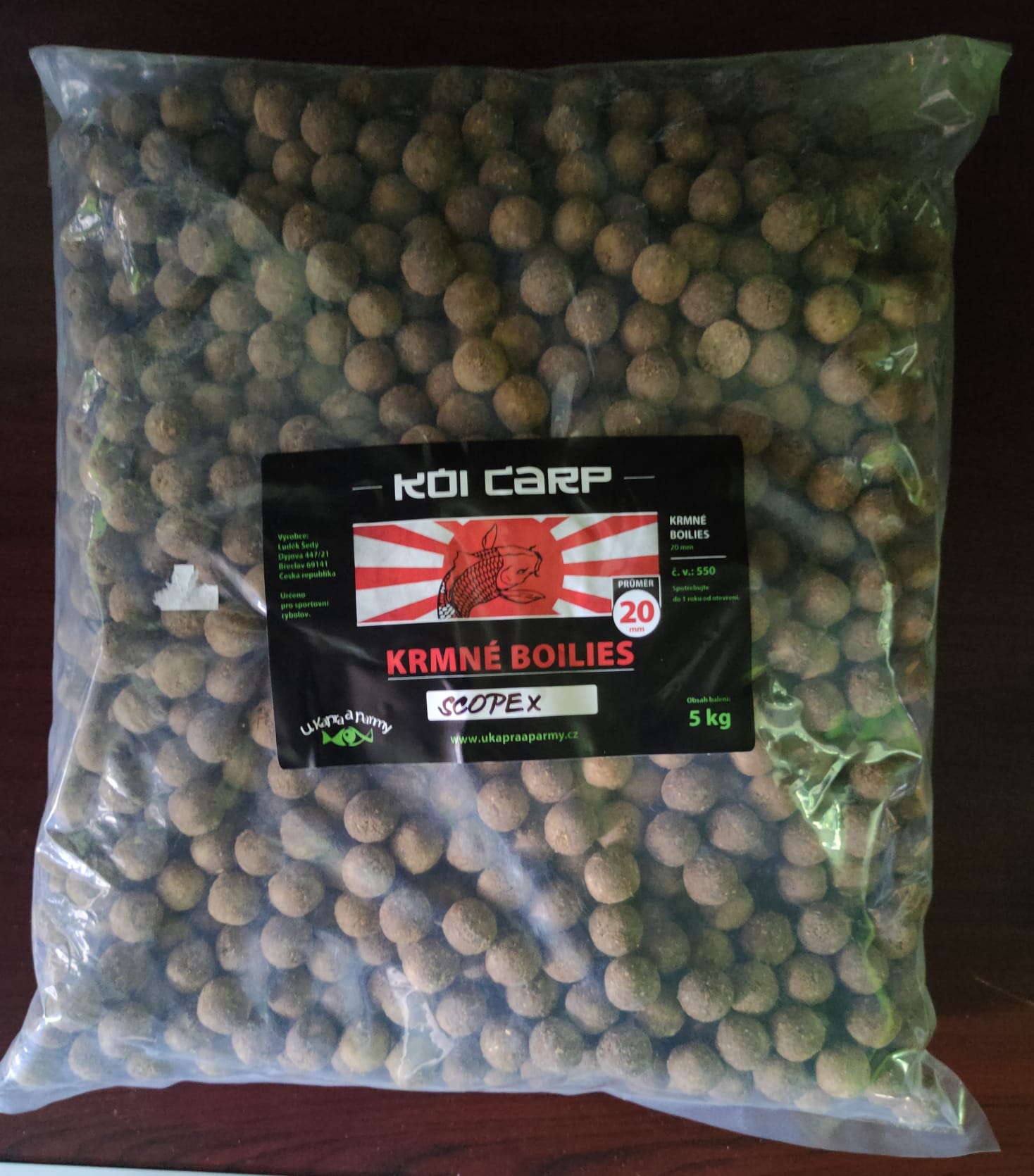 Krmné boilies KOI CARP 5kg 20mm SCOPEX